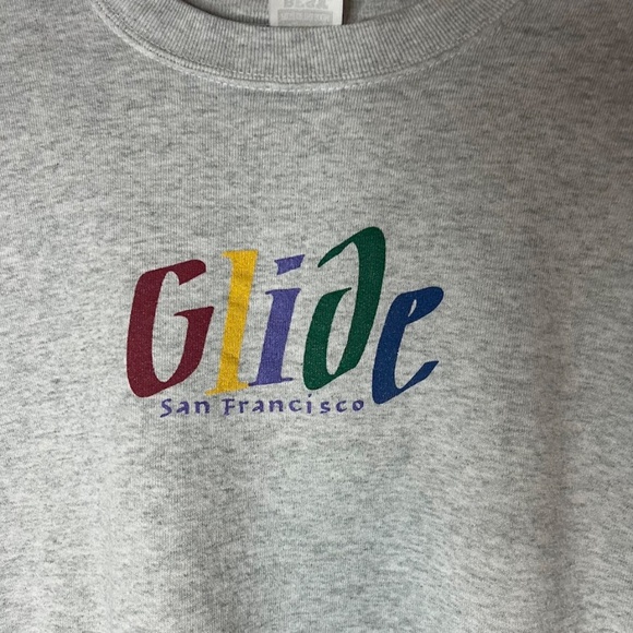 Vintage 1990s GLIDE Church San Francisco Rainbow LGBTQ Pride Graphic Sweatshirt - Picture 2 of 5